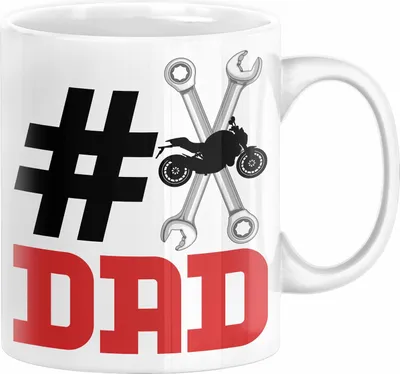 Produktbild von Motorradfahrer Nummer 1 Dad Vater Tasse Geschenk Motorrad Papa Geschenkidee Bester Papa Der Welt Vatertag Lustige Geschenkidee (Weiß)