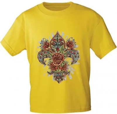 Produktbild von T-Shirt mit Print - Fantasy Rose - 10891 - versch. Farben zur Wahl - S-XXL Color - gelb Größe - M
