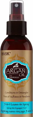 A product shot of a bottle of Hask Argan Oil Leave-In Spray.
