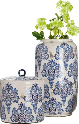 Produktbild von Gilde Vase, "Fayencen", Keramik, blau, weiß, VE 1, H. 34 cm, D. 18 cm  34283