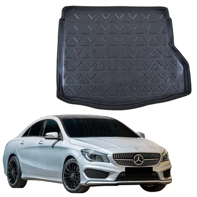 Image de Tapis De Coffre Sur Mesure Pour Mercedes CLA C117 2013-2019 Sedan, Noir, Antidérapant, Bord Haut, Toutes Saisons