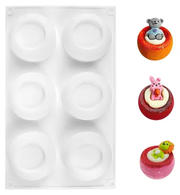 Produktbild von Silikonform Kugel - 6 Löcher - Backform für Desserts und Gebäck - Ø 70 mm