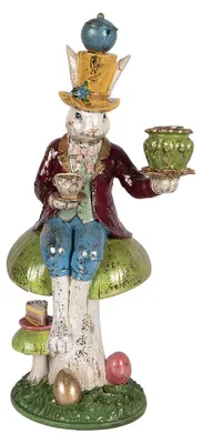 Obrázok produktu pre Clayre & Eef Sviečkový svietnik Králik 20x16x41 cm Biely plast