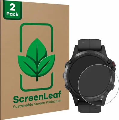 Produktbild von 2x ScreenLeaf Schutzfolie für Garmin Fenix 5 Plus (47 mm) nachhaltiger Displayschutz Display Schutz Folie Klar Transparent