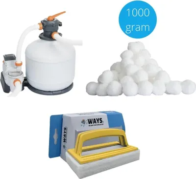 Zdjęcie produktu dla Bestway - Pompa filtra piaskowego 11355 l/u & kulki filtracyjne 1000 g & szczotka do szorowania WAYS