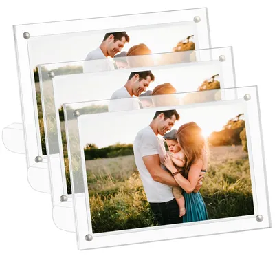 Image de Cadre photo 10x15 cm - Cadre photo en acrylique - Cadre photo magnétique - Cadre photo sans verre - Support de bureau - Support amovible
