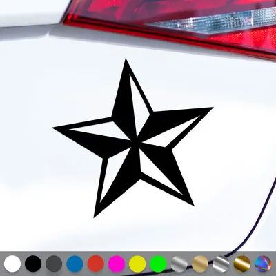 Produktbild von PantherPixel Stern Aufkleber Nautischer Kompass Seefahrt Sticker Auto Geschenkidee Farbe Schwarz