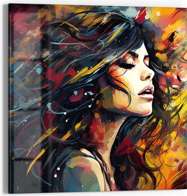 Produktbild von DEQOART Glasbild Echtglas 30x30 cm 'Emotionsfarbenspiel' Wandbild Bild modern Deko