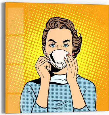 Produktbild von DEQORI Glasbild Echtglas 50x50 cm 'Frau trinkt aus Tasse' Wandbild Bild modern Deko