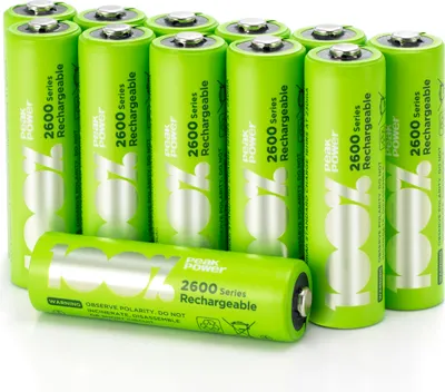 Produktbild von Akku AA, 12 Stück Batterien AA wiederaufladbar, min. 2300mAh, NiMH Technologie ohne Memory-Effekt, 1,2 Volt, geringe Selbstentladung, Ready-to-Use