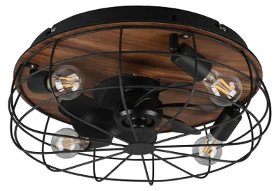 Zdjęcie produktu dla Wentylator sufitowy z lampą LED TRONDHEIM R61105032 czarny-drewno