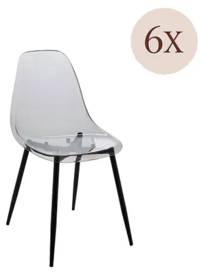 Produktbild von Satz mit 6 Stühlen Amstrong, PET-Sessel, ergonomischer Esszimmerstuhl, Besprechungssitz, 53 x 46 x 81 cm, Rauch