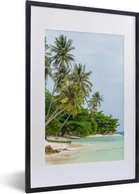 Produktbild von MuchoWow® Gerahmtes Poster Palmen - Strand - Sommer - Tropisch 40x60 cm - Poster mit Schwarzem Bilderrahmen Wandposter Rahmen Foto Bilder - Poster in Rahmen