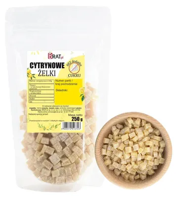 Zdjęcie produktu dla Cytrynowe kostki (żelki) bez dodatku cukru 250g