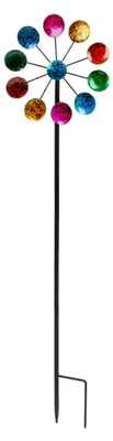 Produktbild von Windrad Metall Bunt einfach Windspiel 85cm Garten Dekoration Kunststecker Deko