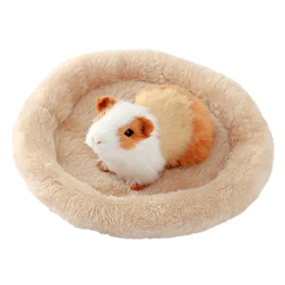 Produktbild von Haustierbett Rund aus Plüsch für Hamster Kaninchen Chinchilla Eichhörnchen Igel Schlafmatte Kleintierbetten Kamel
