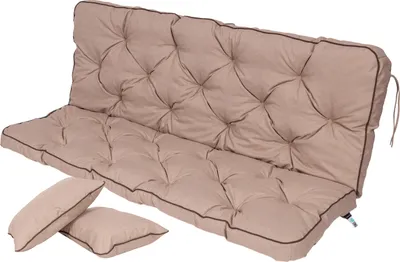 Produktbild von TexDeko® Bankauflage mit Rückenlehne für Hollywoodschaukel  wasserabweisend UV-beständig, 110x50x56cm, Taupe