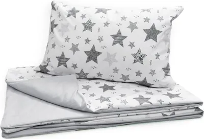 Produktbild von Amilian Babybettwäsche Set 7-teilig – Bettwäsche 100x135 cm, Kissen 40x60, Himmel, Nestchen – für Babybett/Gitterbett – Komplettset für Neugeborene