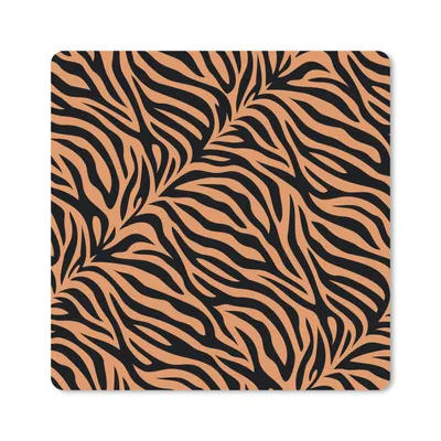 Produktbild von MuchoWow® Mauspad Mousepad Tigerdruck - Orange - Schwarz 20x20 cm - Mousepads - Maus Mat - Pad - Mausunterlage - Desk Mat - Bureauartikeln