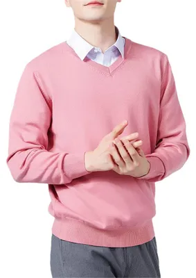 Imagen del producto de Jersey de cuello en V de mezcla de cachemira para otoño e invierno