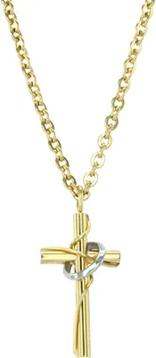 Produktbild von Karisma Uni Edelstahl Kreuzanhänger Kette mit Ring Farbwahl - Gold