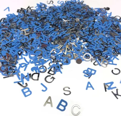 Produktbild von Oblique Unique ABC Alphabet Buchstaben Konfetti Streudeko Tisch Deko für Schuleinführung Geburtstag Feier Party - blau silber