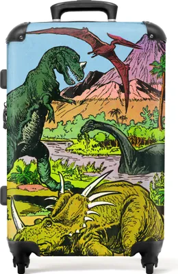 Produktbild von NoBoringSuitcases.com - Großer Koffer - Kinderkoffer Dinosaurier Junge - Reisekoffer mit 4 Rädern - Trolley auf Rädern 72 Liter - Rollkoffer große Kinder - Geräumiger Koffer 20kg - Reisegepäck & Reisezubehör - Hartschalenkoffer mittelgroß - ReisekofferKoffer Mittelgroß 67x43x25 cm, 72L,