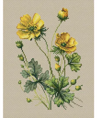 Zdjęcie produktu dla Zestaw do haftu krzyżykowego CDA "Złote guziki", wymiary 13,5 x 20 cm