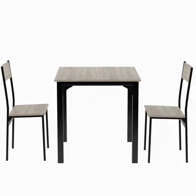Produktbild von MODFU EsszimmerSitzgruppe mit Esstisch und 2 Stühlen für 2 Personen, Esszimmertisch Rechteckig Esstisch Küchentisch mit Sitzbank für Zuhause, Schlafzimmer, Wohnzimmer, Flur, natürliche Farbe