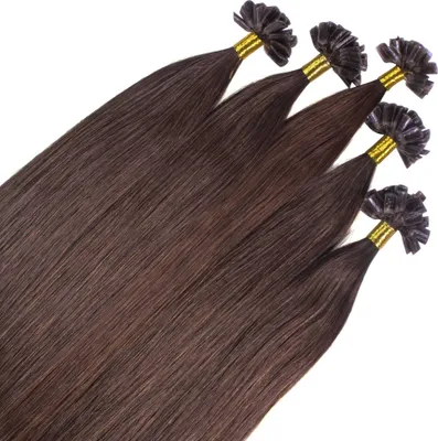 Obrázok produktu pre hair2heart Premium Extensions ľudské vlasy viazané rovné - 25 prameňov 1 g 60cm 4/0 stredne hnedé