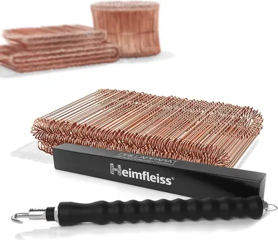 Produktbild von Heimfleiss® Drillapparat + Betonbindedraht 1,0 x 160 mm (250 Stk.) - verkupferter Ösendraht mit Rödelzange - Driller Draht inkl. Draht Twister