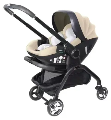 Produktbild von Kinderwagen für Neugeborene - S366 4-in-1 - Babyschale - Zusammenklappbar - Liegefunktion - Bis 15 kg - Kaffeebraun