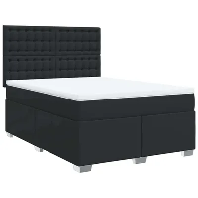 Produktbild von vidaXL Boxspringbett mit Matratze Schwarz 140x200 cm Kunstleder