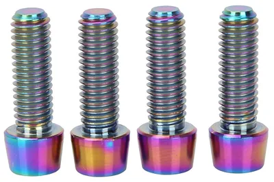 Image de Lot de 4 vis coniques en alliage de titane M6 x 18 mm pour vélo de montagne : vis de fixation pour potence