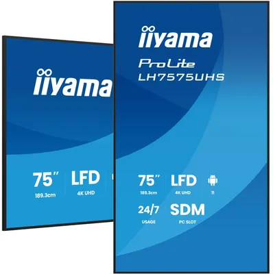 Produktbild von iiyama LH7575UHS-B2AG Signage-Display Digital Signage Flachbildschirm 190,5 cm (75") LCD WLAN 500 cd/m² 4K Ultra HD Schwarz Eingebauter Prozessor Android 11 24/7