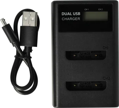Produktbild von vhbw Dual USB Ladegerät kompatibel mit Casio Exilim EX-N1PK, EX-N1BE, EX-N1BK, EX-N10GD, EX-N10VP Kamera/Akku - Ladeschale mit Display, 4,2 V
