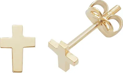 Produktbild von Moderne 9 Karat (375) Gold kreuz Damen - Paar Ohrstecker - 6mm*5mm; TRS1888