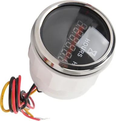 Image de DC 9-32 V 52 mm Compteur horaire digital rond pour bateaux, affichage très précis des heures de fonctionnement pour camping-cars, yachts, bateaux de pêche, cadran noir, lunette argentée