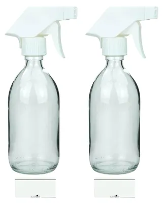Produktbild von 2 Sprühflaschen aus Glas, 500 ml für Reinigungsmittel und Pflegeprodukte