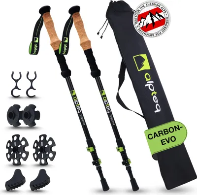 Produktbild von Alpteq® Zugspitze - Teleskop Wanderstöcke aus Carbon-Zicral | Lime