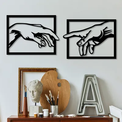 Produktbild von Wallity, Hands, Dekoratives Wandaccessoire aus Metall, Schwarz, 100 % METALL, 36 x 49 cm