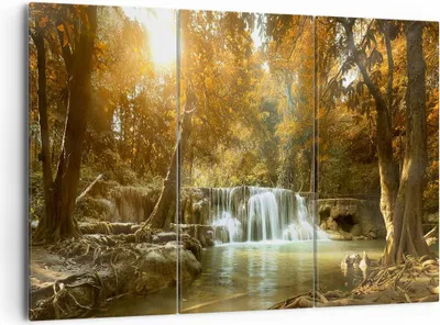 Produktbild von Bild auf Leinwand - Leinwandbild - Park Wasserfall Wasser - 165x110cm - Wand Bild - Wanddeko - Leinwanddruck - Bilder - Kunstdruck - Wanddekoration - Leinwand bilder - Wandkunst - CE165x110-3789