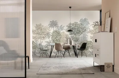Produktbild von Vlies Fototapete - Painted Palms - Größe 300 x 250 cm