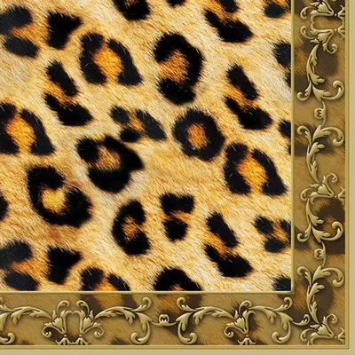 Produktbild von RP 20 Servietten Leopard Ornament - Leopardenfell mit Bordüre 33x33cm