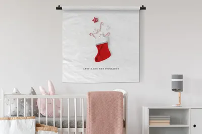 Produktbild von MuchoWow® Wandteppich Wandbehang Weihnachten - Weihnachtsdekoration - Rot 90x90 cm Tapisserie Dekoration Wandtuch - Wandaufhänger