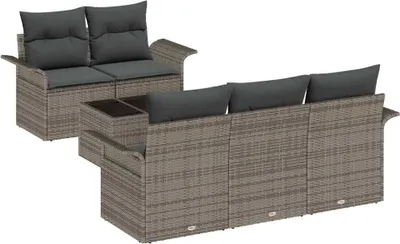 Immagine prodotto di vidaXL Set di divani con cuscini 6 pezzi in polirattan grigio