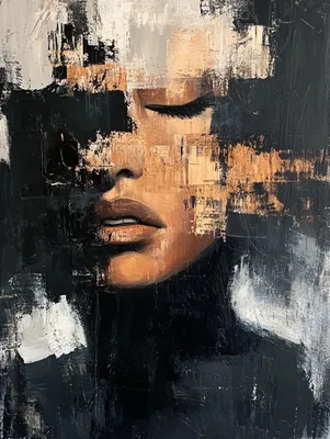 Produktbild von Leinwand Bilder auf Keilrahmen - Frauenportrait Abstrakt FRAGMENT DER STILLE - moderne Wanddeko für Wohnzimmer, Wandbild Kunstdruck | Alivia Arts