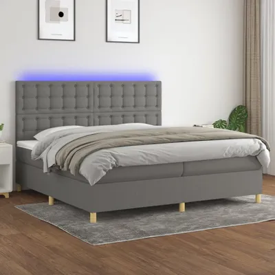 Produktbild von Maison Exclusive - Boxspringbett mit Matratze & LED Dunkelgrau 200x200 cm Stoff