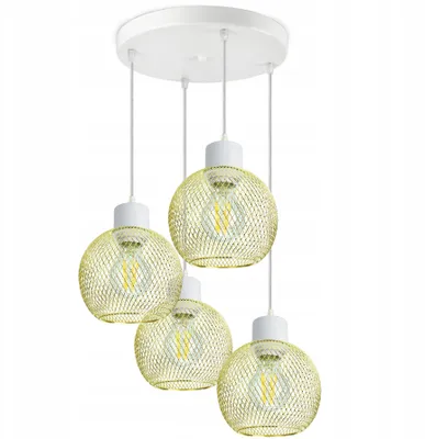 Zdjęcie produktu dla LUXOLAR lampa sufitowa E27 60 W z siatką 4 płomienie złoto-biały - lampa sufitowa do salonu, kuchni