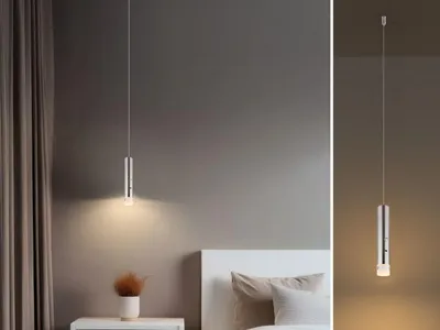 Produktbild von 2in1 Akku LED Hängelampe einflammig & Taschenlampe Silber Touch dimmbar, Ø3,8cm